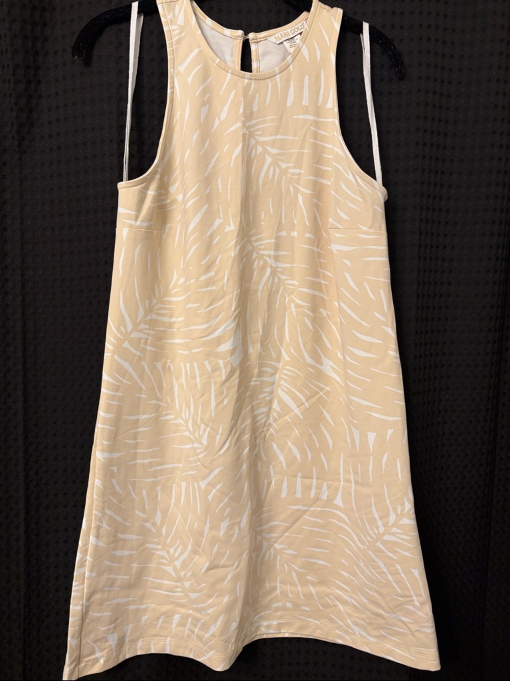 MAHI GOLD Charlotte Cream and White Palm print Sleeveless A-Line Dress